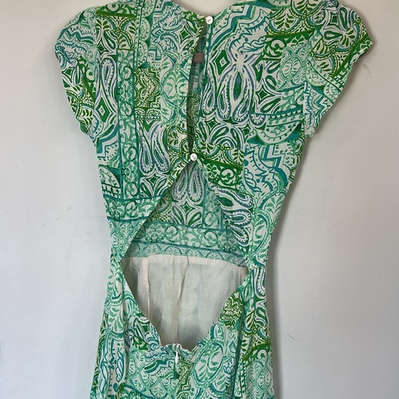 Olivaceous Open Back Maxi Dres green blue print small - Picture 5 of 7